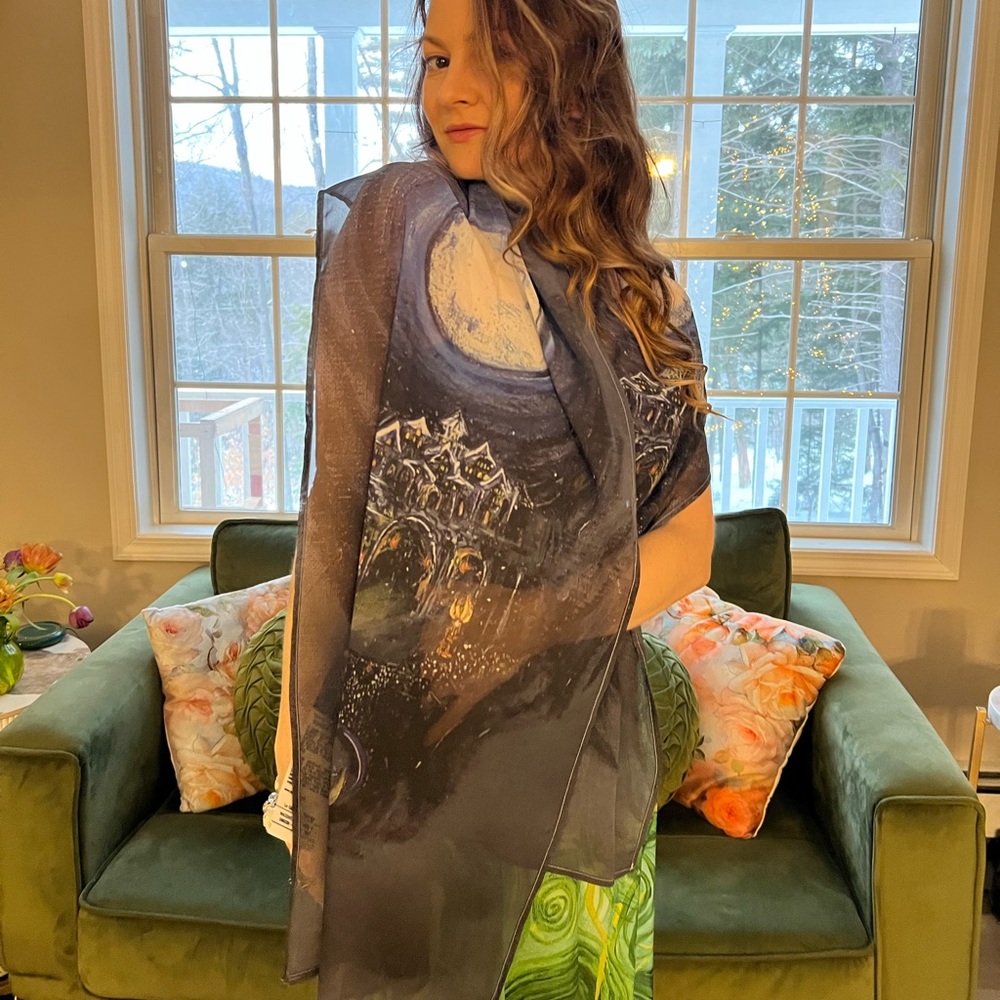 Fine scarf Shambhala - a Spiritual Kingdom. Le Galeriste. InspireByAdriana Art